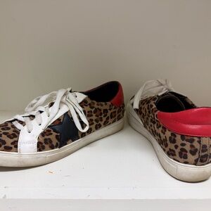 Vintage Havana Leopard Print Sneakers with Red and Black Accents
